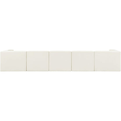 Rummi Cream Velvet Performance Fabric Upholstered 5pc. Modular Sofa