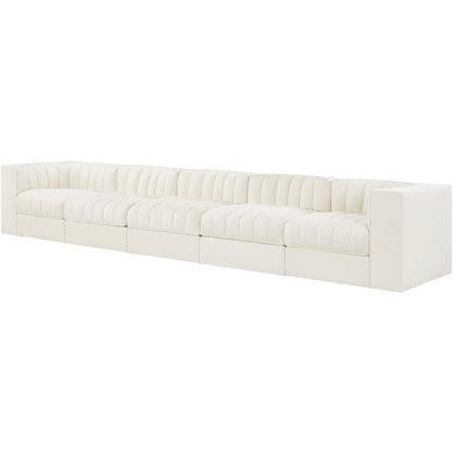 Rummi Cream Velvet Performance Fabric Upholstered 5pc. Modular Sofa