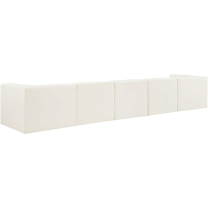 Rummi Cream Velvet Performance Fabric Upholstered 5pc. Modular Sofa