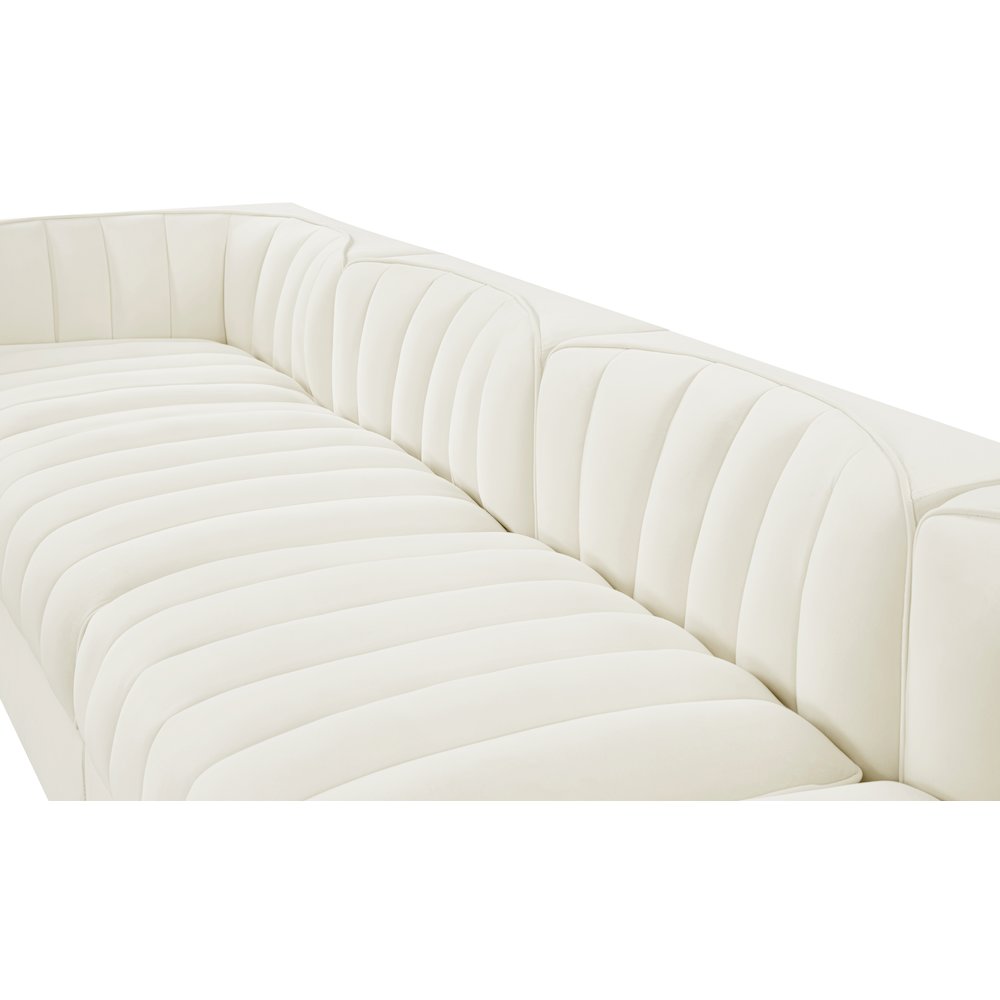 Rummi Cream Velvet Performance Fabric Upholstered 5pc. Modular Sofa