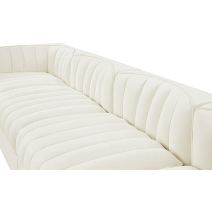Rummi Cream Velvet Performance Fabric Upholstered 5pc. Modular Sofa