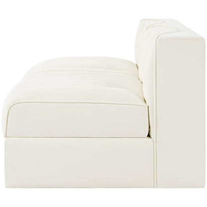 Rummi Cream Velvet Performance Fabric Upholstered 2pc. Modular Loveseat