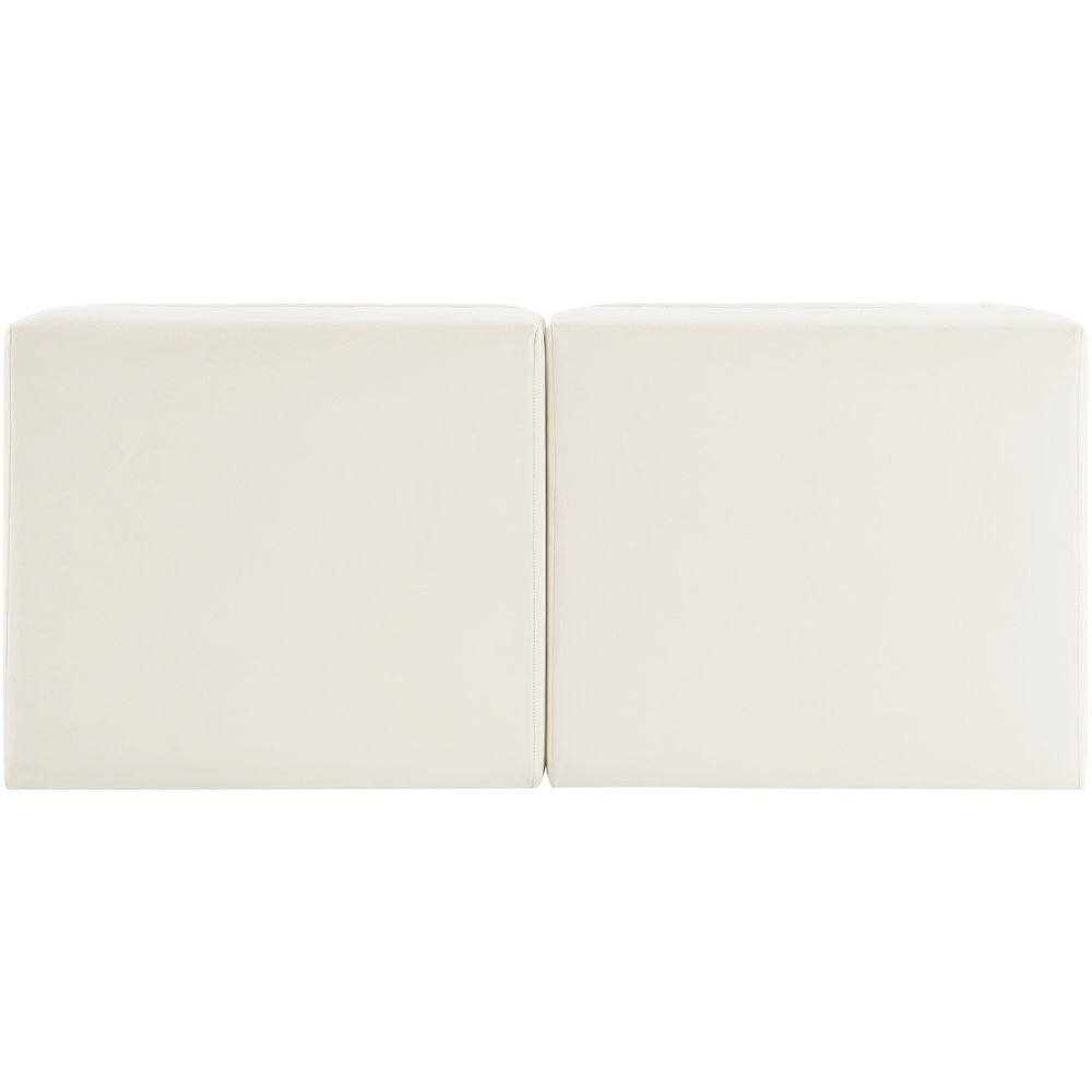 Rummi Cream Velvet Performance Fabric Upholstered 2pc. Modular Loveseat