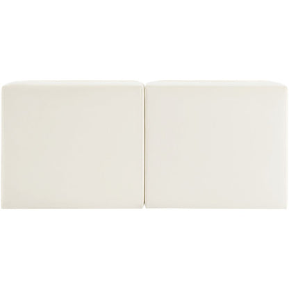 Rummi Cream Velvet Performance Fabric Upholstered 2pc. Modular Loveseat
