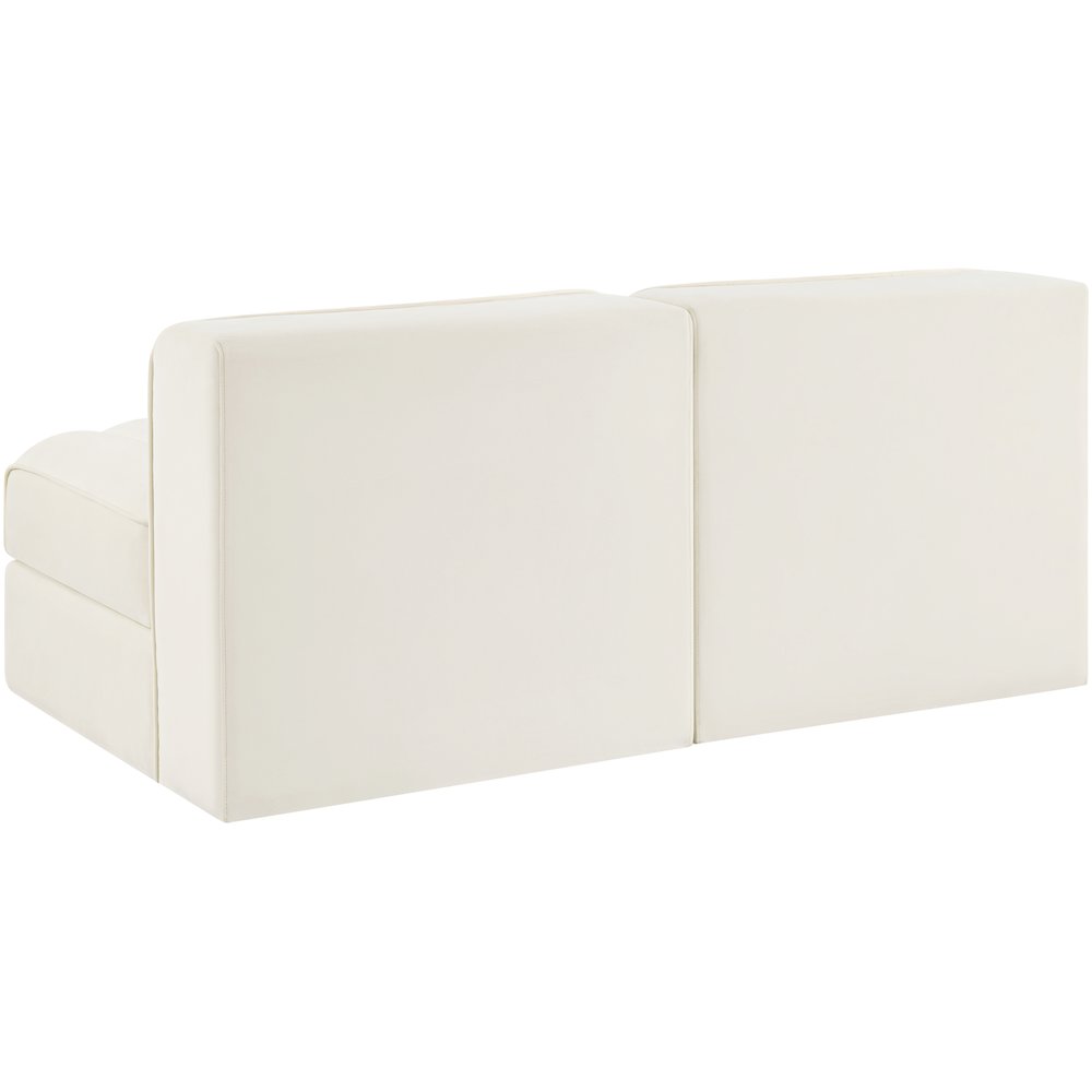 Rummi Cream Velvet Performance Fabric Upholstered 2pc. Modular Loveseat