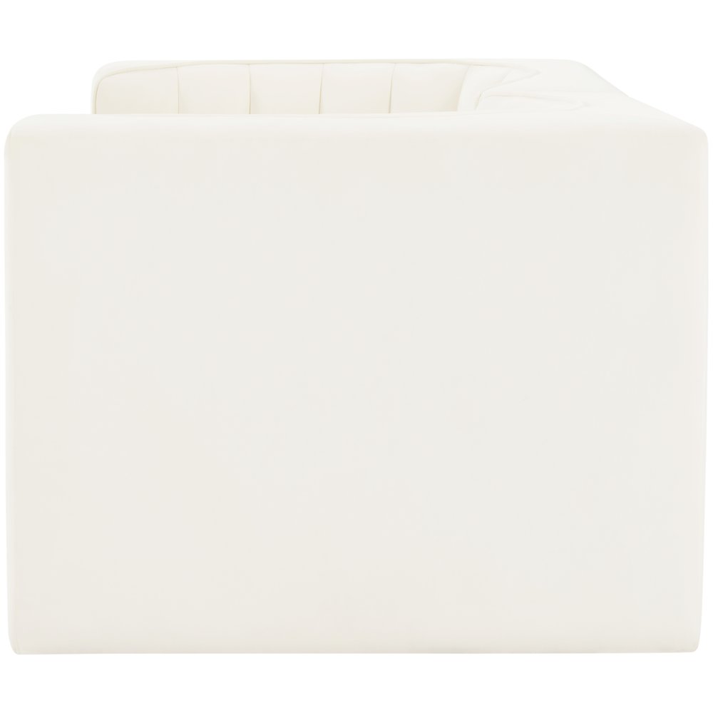 Rummi Cream Velvet Performance Fabric Upholstered 2pc. Modular Loveseat