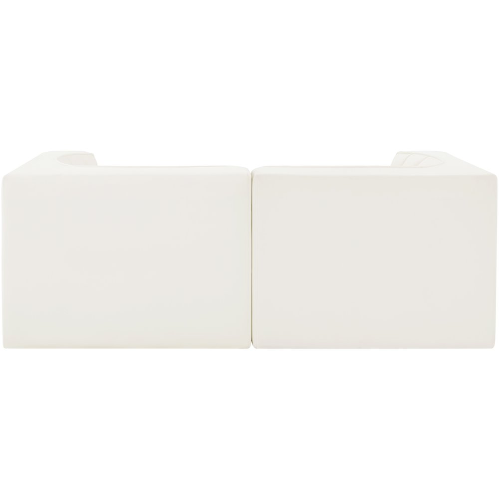 Rummi Cream Velvet Performance Fabric Upholstered 2pc. Modular Loveseat