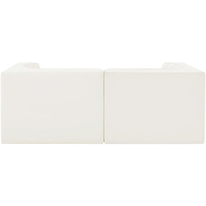 Rummi Cream Velvet Performance Fabric Upholstered 2pc. Modular Loveseat