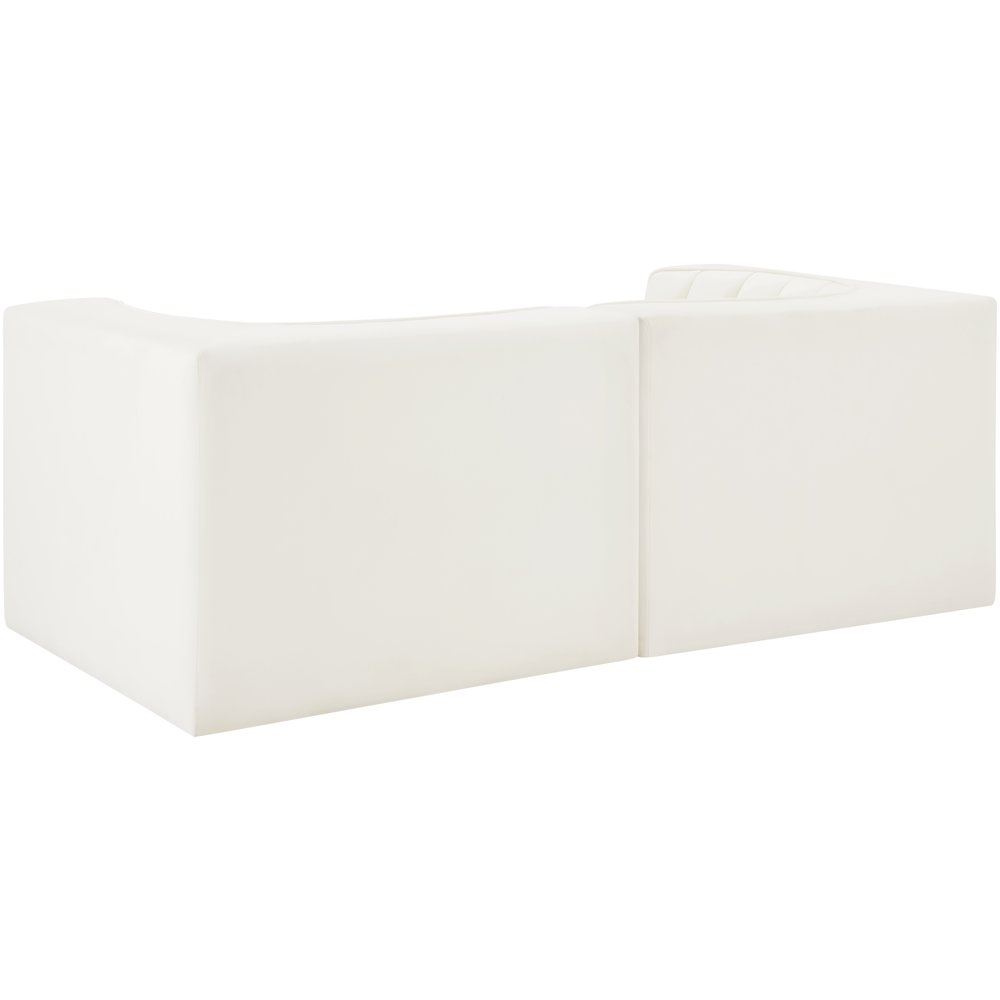 Rummi Cream Velvet Performance Fabric Upholstered 2pc. Modular Loveseat