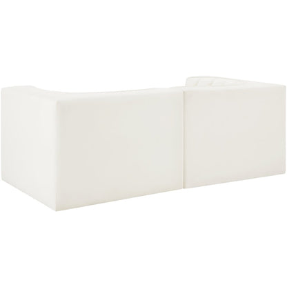 Rummi Cream Velvet Performance Fabric Upholstered 2pc. Modular Loveseat