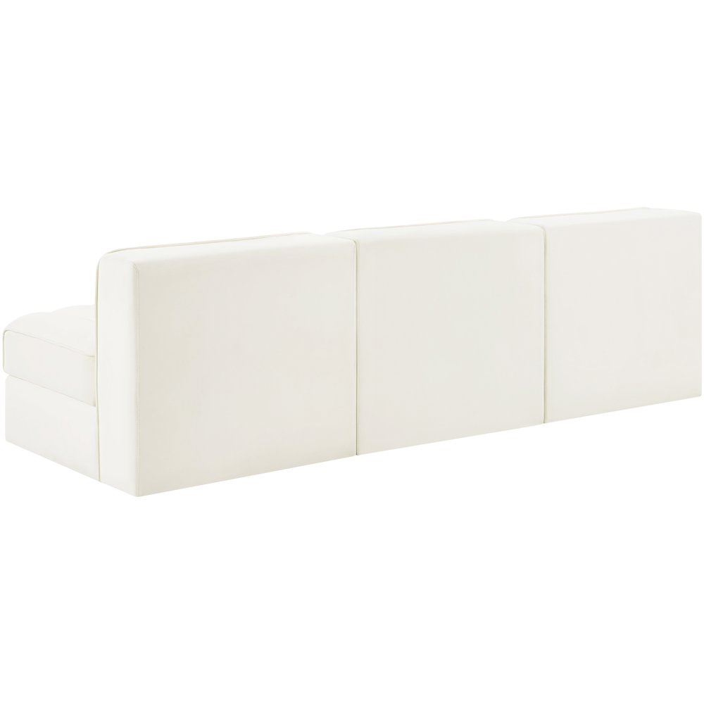 Rummi Cream Velvet Performance Fabric Upholstered 3pc. Modular Sofa