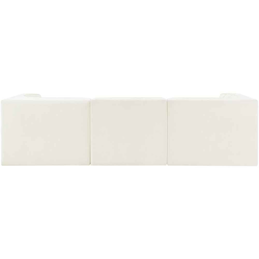 Rummi Cream Velvet Performance Fabric Upholstered 3pc. Modular Sofa