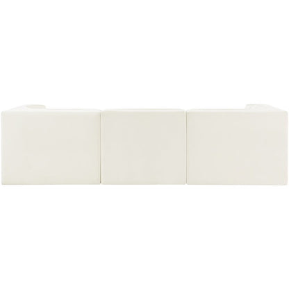 Rummi Cream Velvet Performance Fabric Upholstered 3pc. Modular Sofa