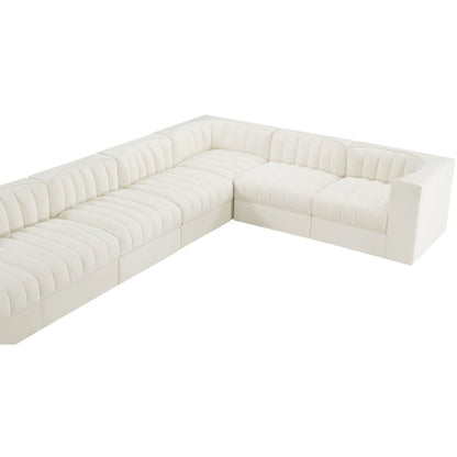 Rummi Cream Velvet Performance Fabric Upholstered 10pc. Modular Sectional