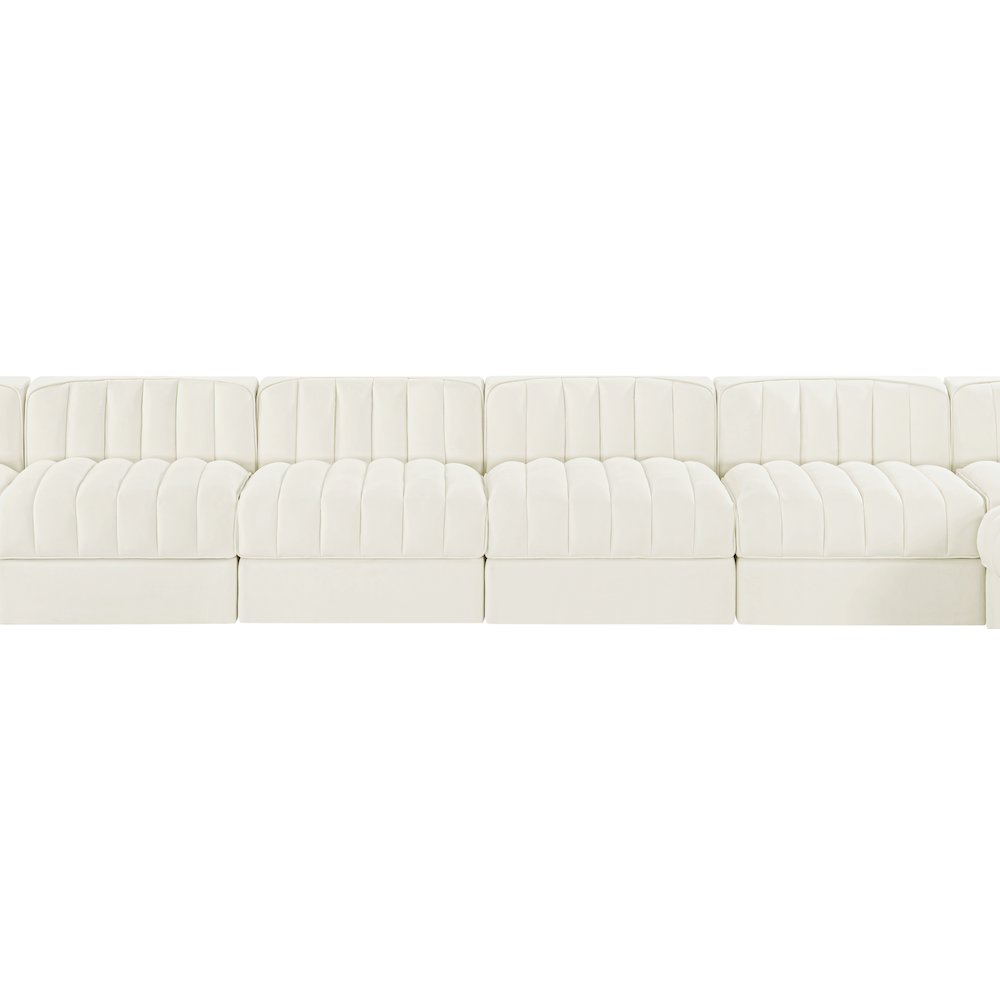Rummi Cream Velvet Performance Fabric Upholstered 10pc. Modular Sectional
