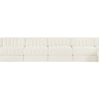 Rummi Cream Velvet Performance Fabric Upholstered 10pc. Modular Sectional