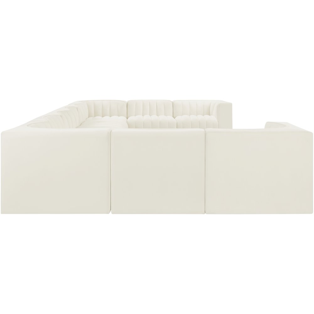 Rummi Cream Velvet Performance Fabric Upholstered 10pc. Modular Sectional