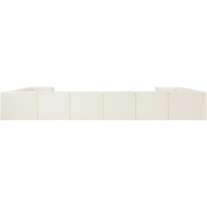 Rummi Cream Velvet Performance Fabric Upholstered 10pc. Modular Sectional