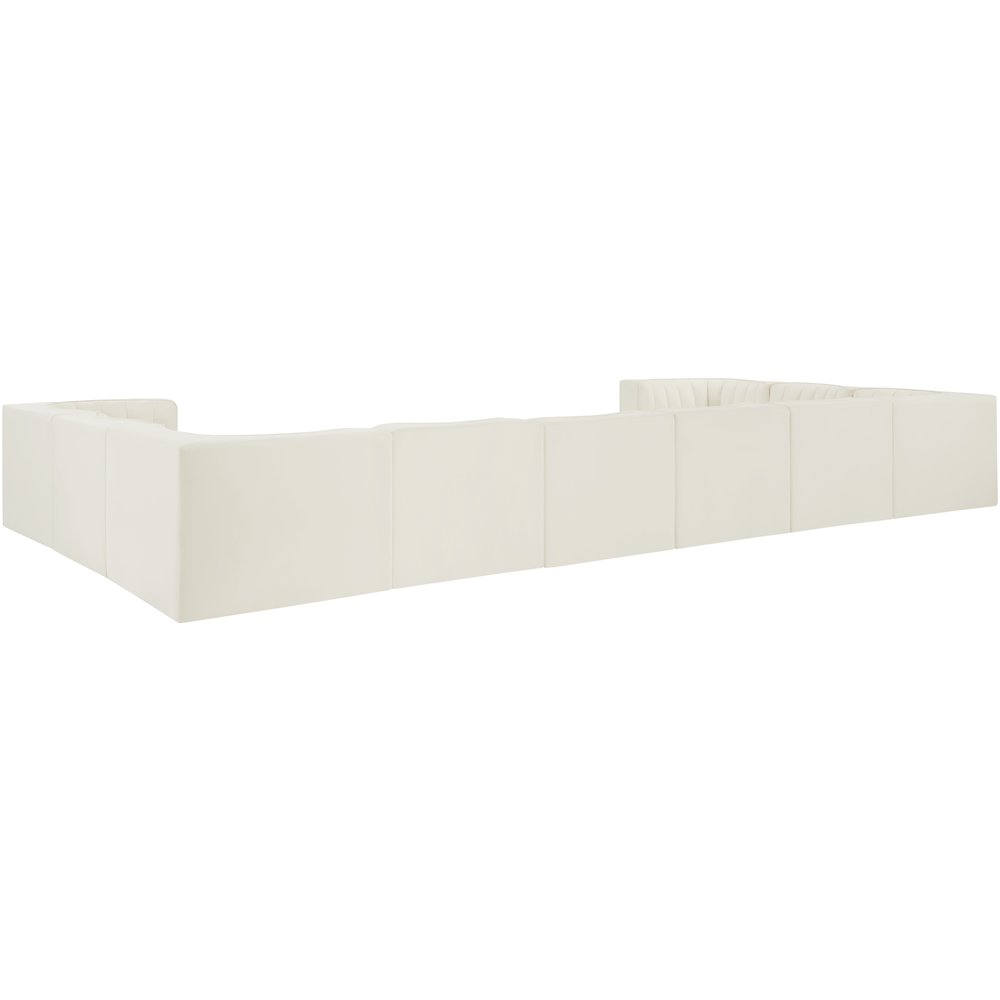 Rummi Cream Velvet Performance Fabric Upholstered 10pc. Modular Sectional