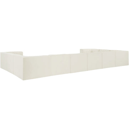 Rummi Cream Velvet Performance Fabric Upholstered 10pc. Modular Sectional
