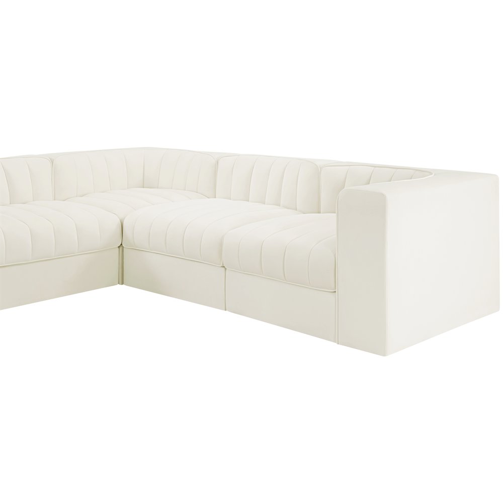 Rummi Cream Velvet Performance Fabric Upholstered 10pc. Modular Sectional
