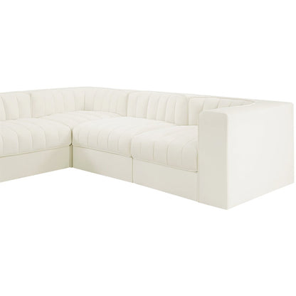 Rummi Cream Velvet Performance Fabric Upholstered 10pc. Modular Sectional