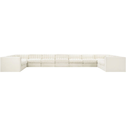 Rummi Cream Velvet Performance Fabric Upholstered 11pc. Modular Sectional
