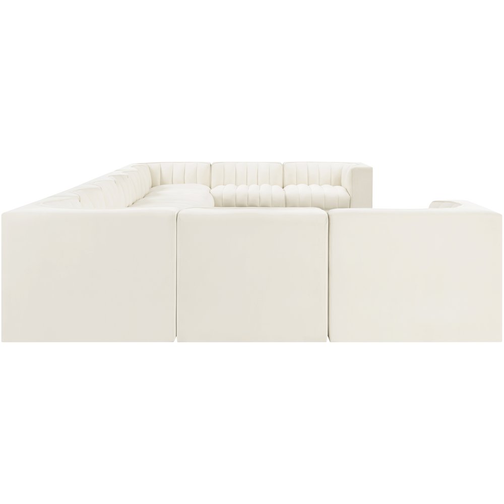Rummi Cream Velvet Performance Fabric Upholstered 11pc. Modular Sectional