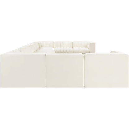 Rummi Cream Velvet Performance Fabric Upholstered 11pc. Modular Sectional