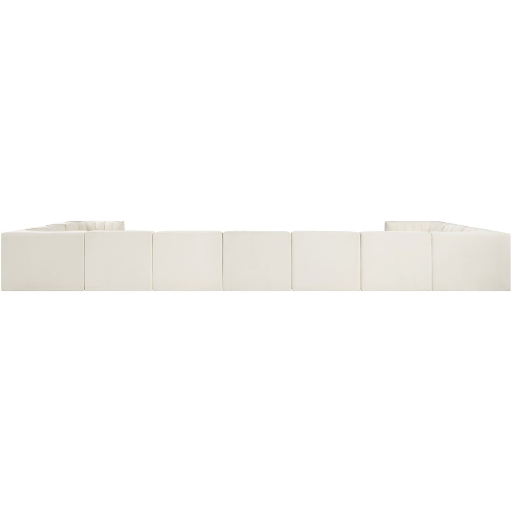 Rummi Cream Velvet Performance Fabric Upholstered 11pc. Modular Sectional