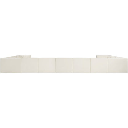 Rummi Cream Velvet Performance Fabric Upholstered 11pc. Modular Sectional
