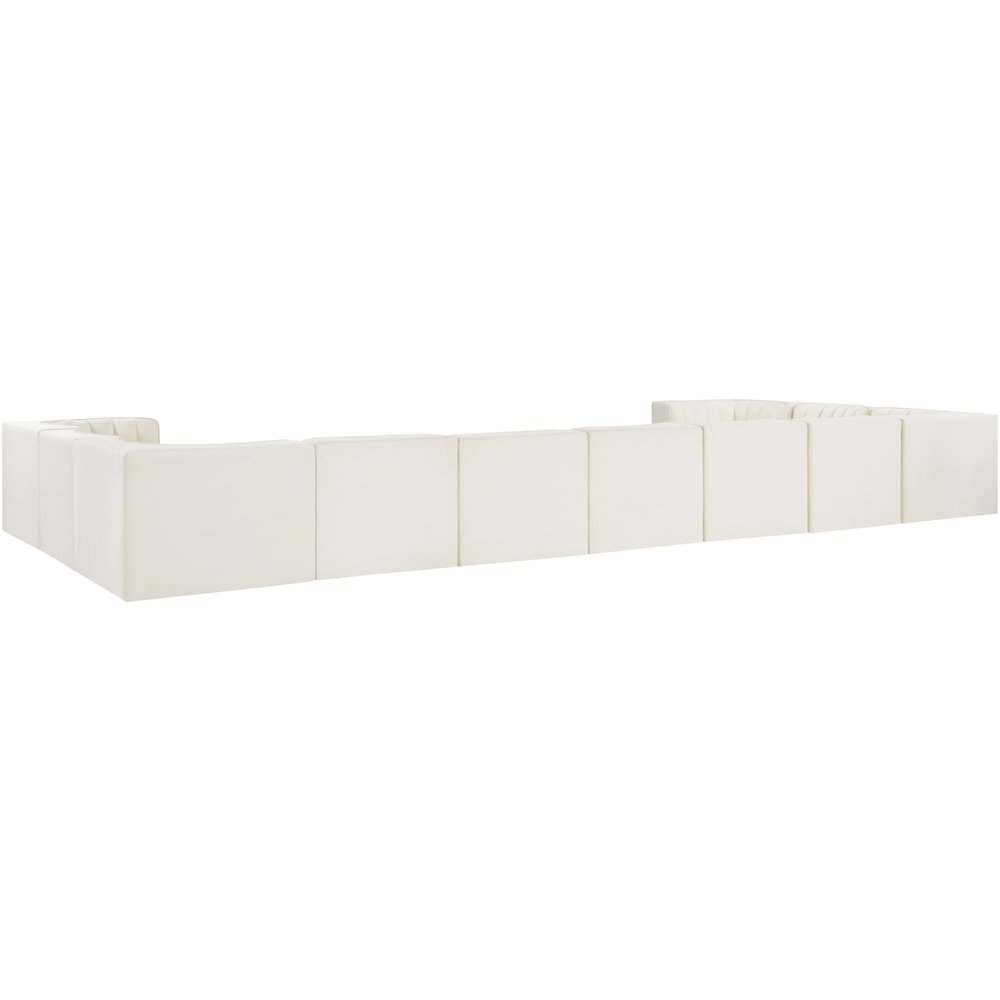 Rummi Cream Velvet Performance Fabric Upholstered 11pc. Modular Sectional