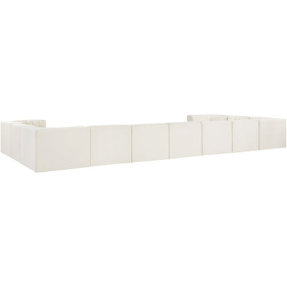 Rummi Cream Velvet Performance Fabric Upholstered 11pc. Modular Sectional