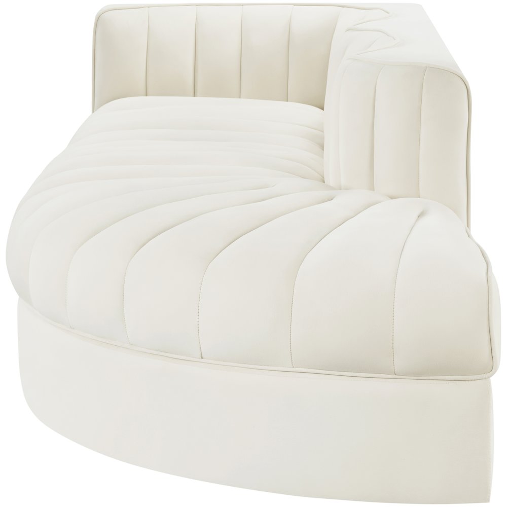Rummi Cream Velvet Performance Fabric Upholstered 3pc. Modular Sectional