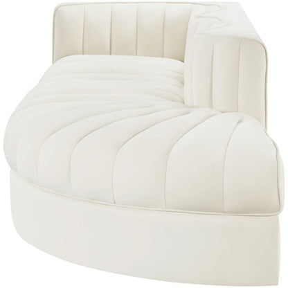 Rummi Cream Velvet Performance Fabric Upholstered 3pc. Modular Sectional