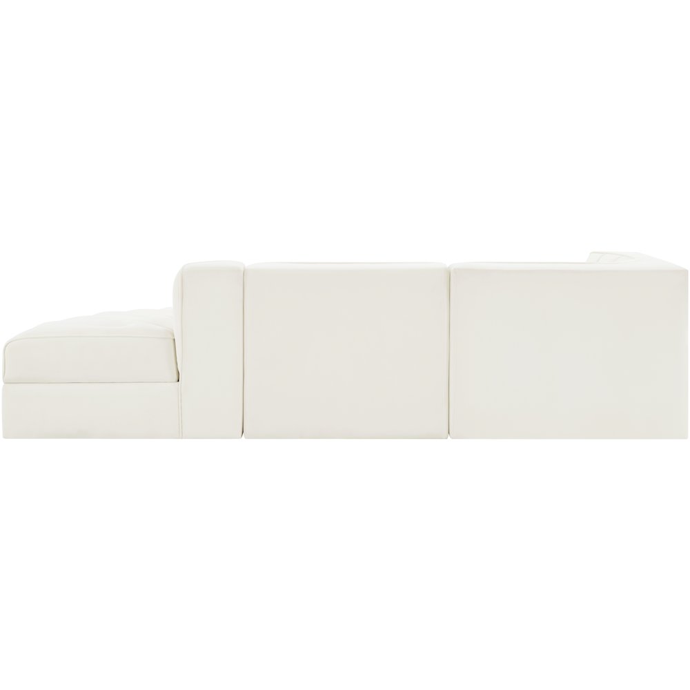 Rummi Cream Velvet Performance Fabric Upholstered 3pc. Modular Sectional