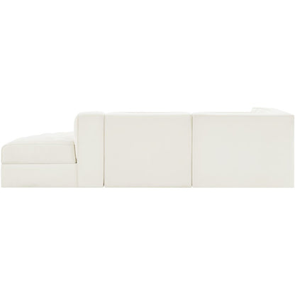Rummi Cream Velvet Performance Fabric Upholstered 3pc. Modular Sectional