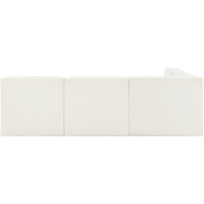 Rummi Cream Velvet Performance Fabric Upholstered 4pc. Modular Sectional
