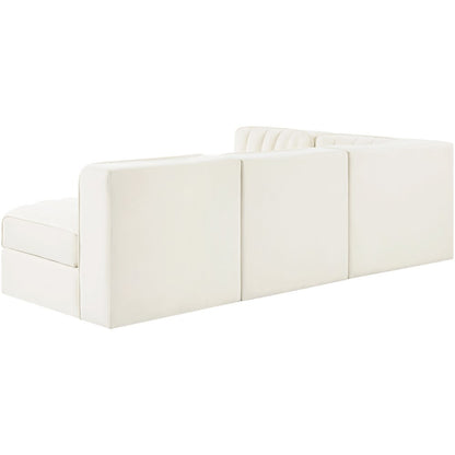 Rummi Cream Velvet Performance Fabric Upholstered 4pc. Modular Sectional