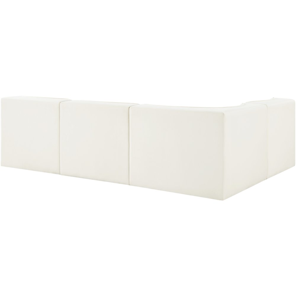 Rummi Cream Velvet Performance Fabric Upholstered 4pc. Modular Sectional