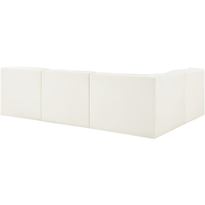 Rummi Cream Velvet Performance Fabric Upholstered 4pc. Modular Sectional