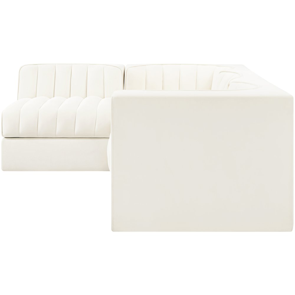 Rummi Cream Velvet Performance Fabric Upholstered 4pc. Modular Sectional