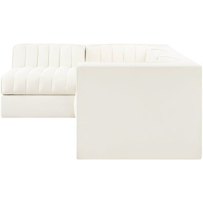Rummi Cream Velvet Performance Fabric Upholstered 4pc. Modular Sectional