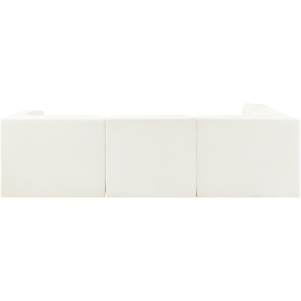 Rummi Cream Velvet Performance Fabric Upholstered 4pc. Modular Sectional