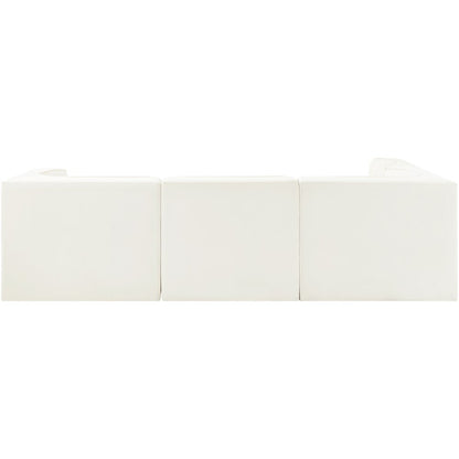 Rummi Cream Velvet Performance Fabric Upholstered 4pc. Modular Sectional