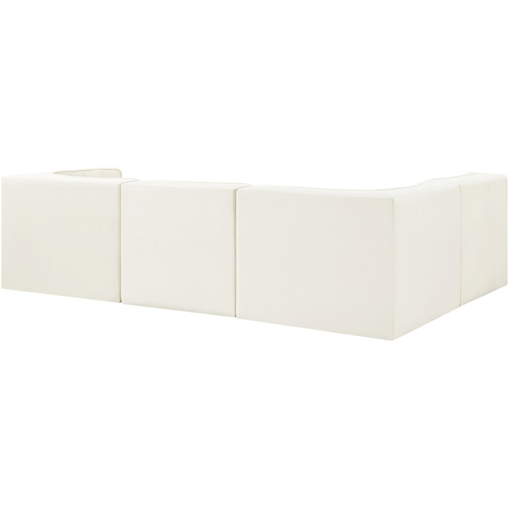 Rummi Cream Velvet Performance Fabric Upholstered 4pc. Modular Sectional