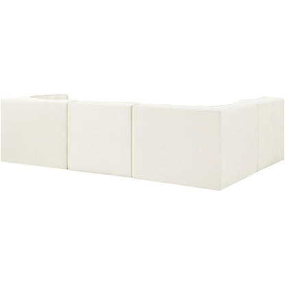 Rummi Cream Velvet Performance Fabric Upholstered 4pc. Modular Sectional