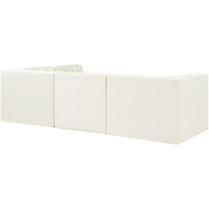 Rummi Cream Velvet Performance Fabric Upholstered 4pc. Modular Sectional