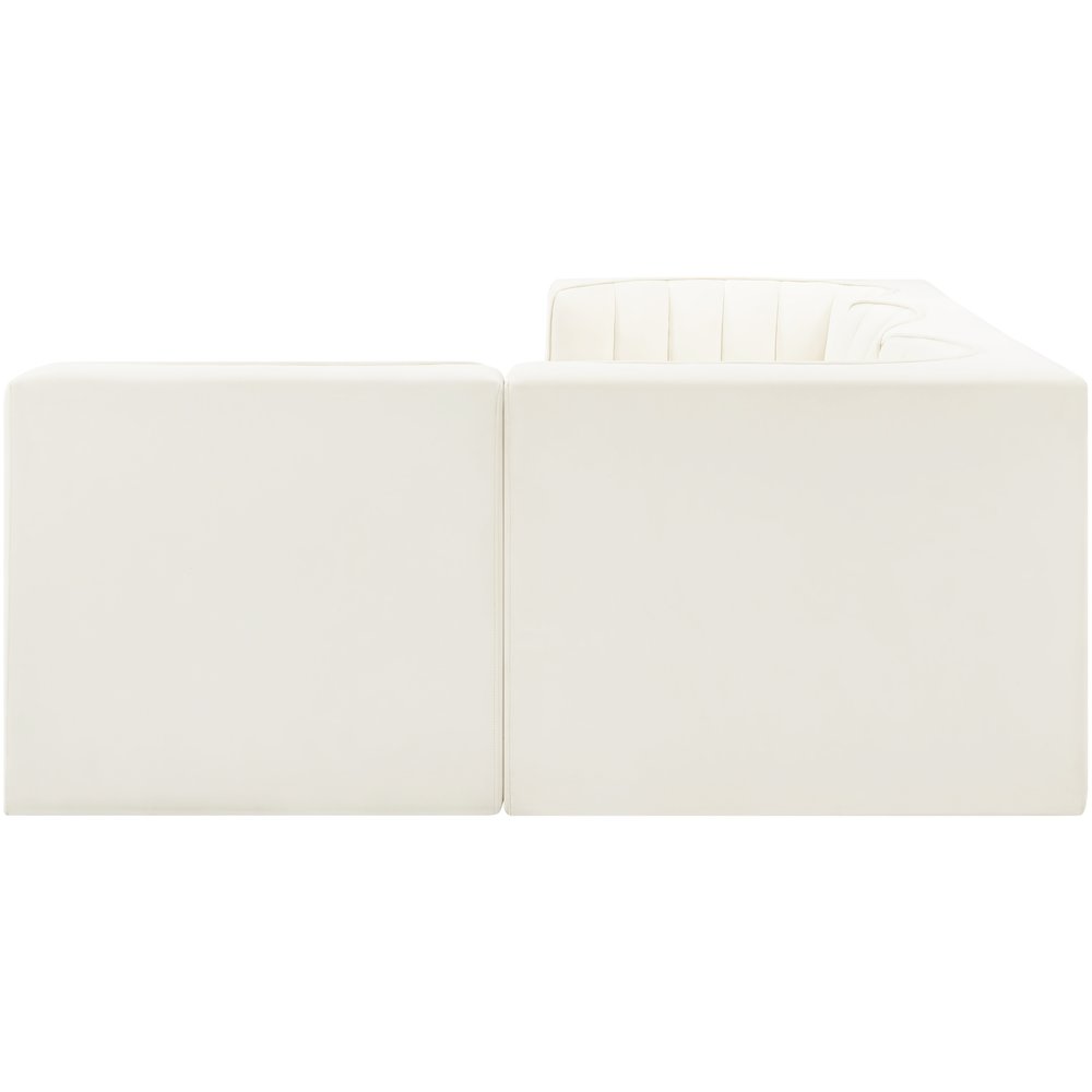 Rummi Cream Velvet Performance Fabric Upholstered 4pc. Modular Sectional