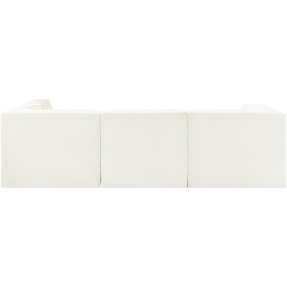 Rummi Cream Velvet Performance Fabric Upholstered 4pc. Modular Sectional
